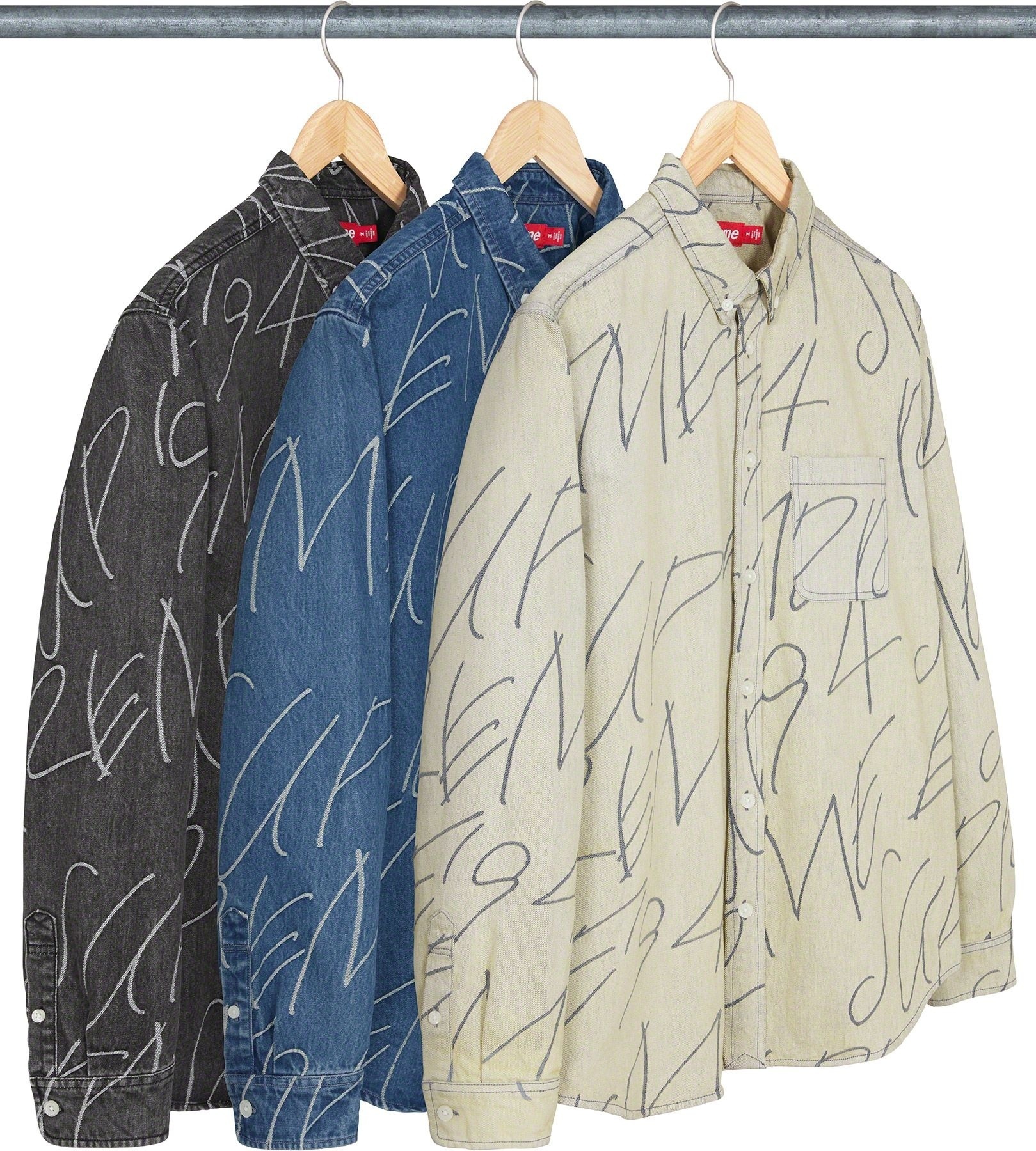 Handwriting Jacquard Denim Shirt